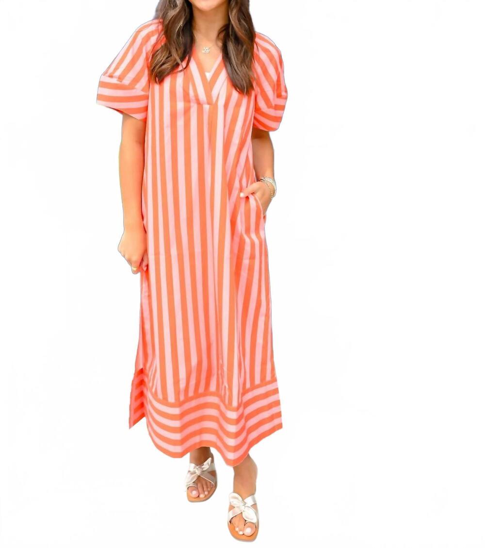 NEW KARLIE striped maxi dress in coral